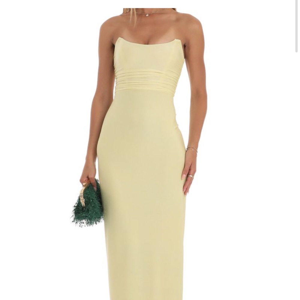 Lucy In The Sky Yellow Corset Strapless Maxi dress